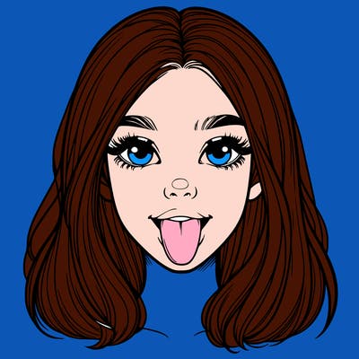 realistic girl with her tongue out