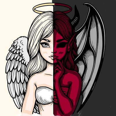 realistic angel half demon