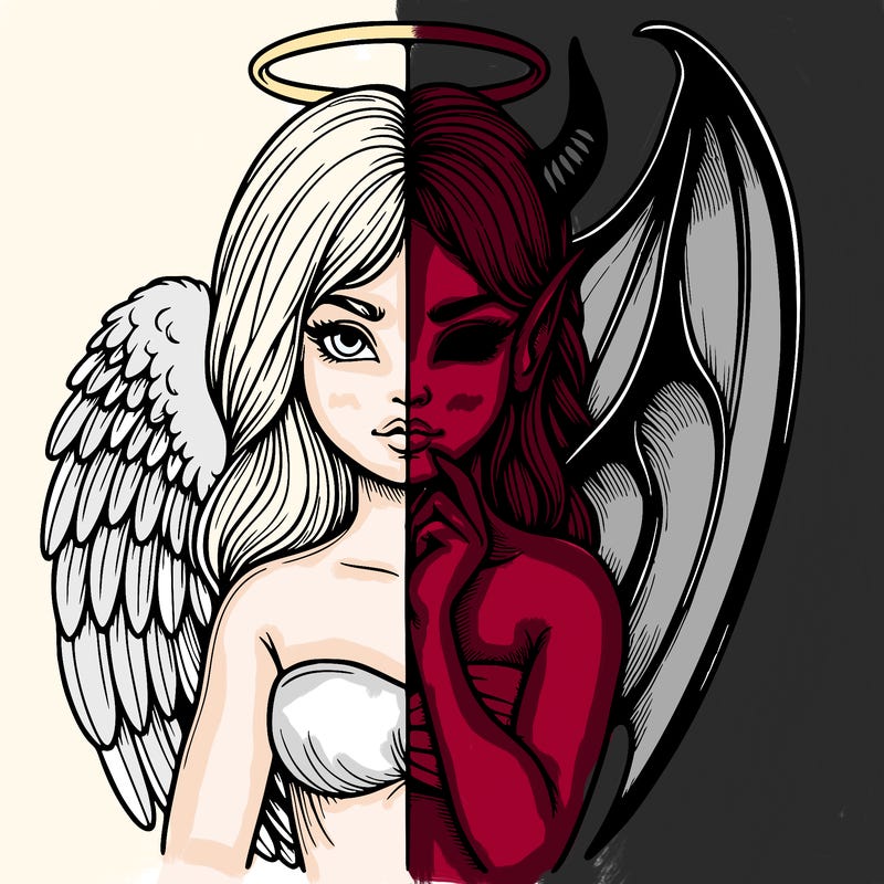 realistic angel half demon