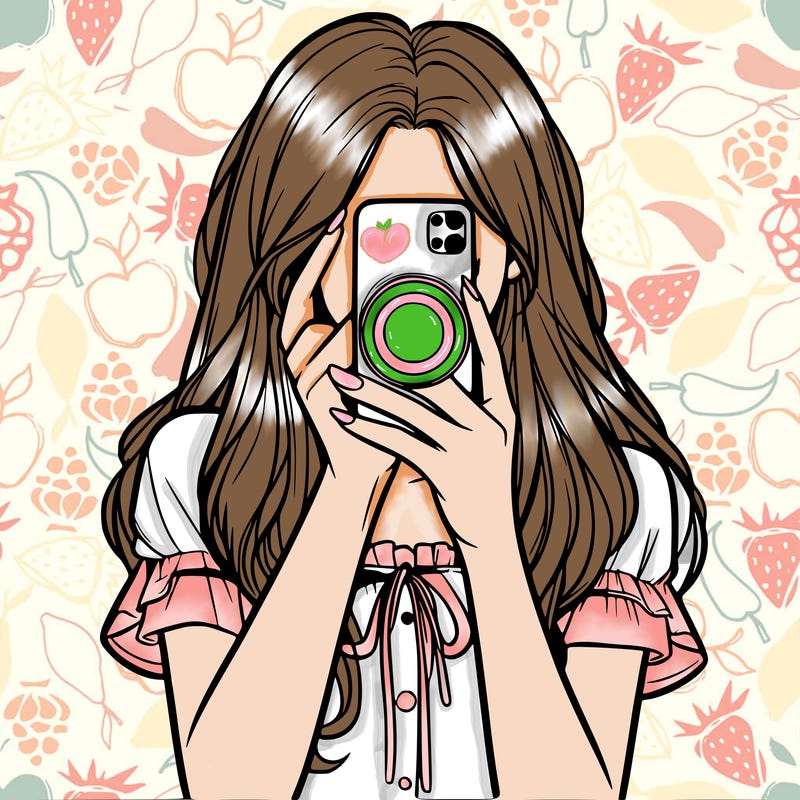 a realistic girl holding her phone taking pictures