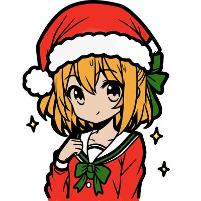 anime girl wearing a santa hat