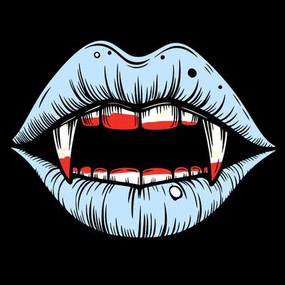 lips with vampire teeth