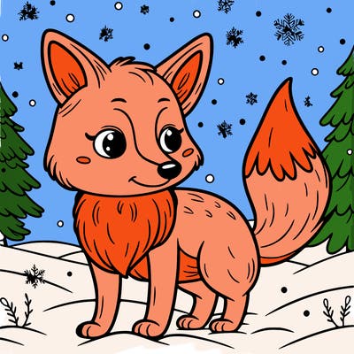 a fox in the snow