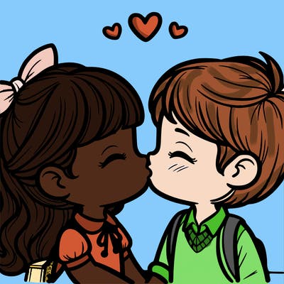 boy and girl kissing