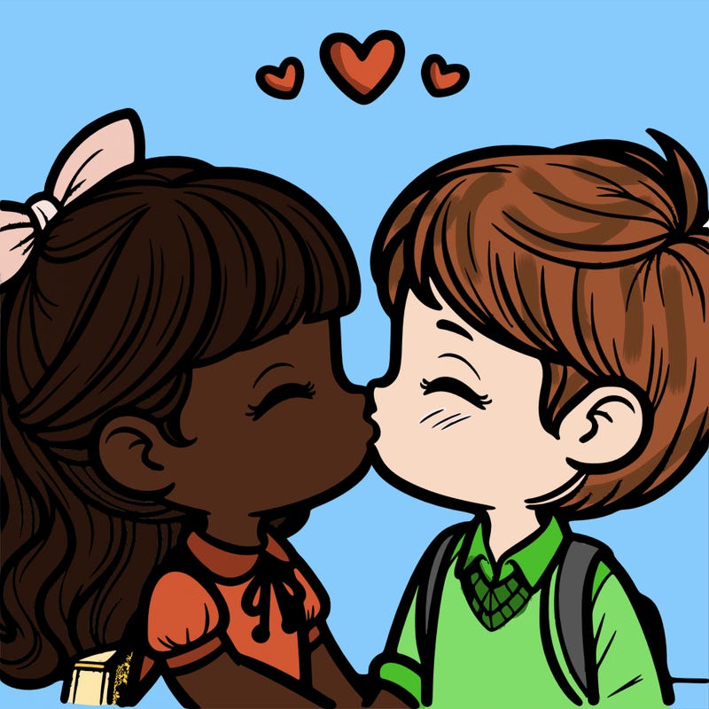 boy and girl kissing