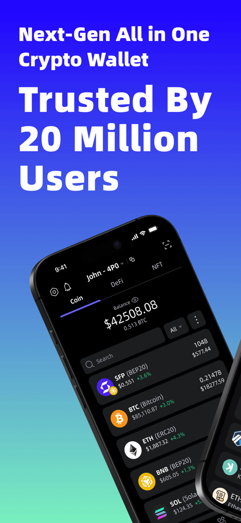 SafePal: Crypto Wallet BTC NFT - SafePal crypto wallet interface showing balance and multiple digital assets