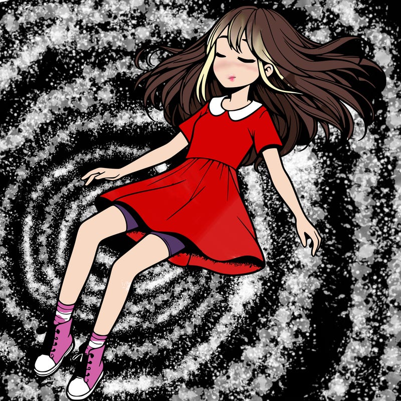 realistic girl floating