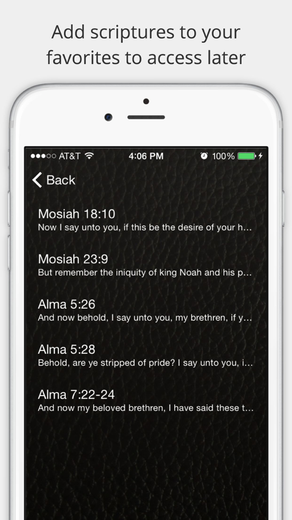 LDS Daily Scriptures - Inspirations from the book of mormon, spiritual bread - A list of favorited Book of Mormon scriptures on an iPhone