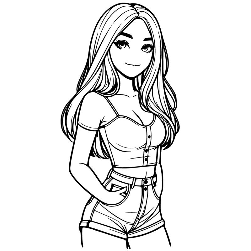 realistic girl in a short top