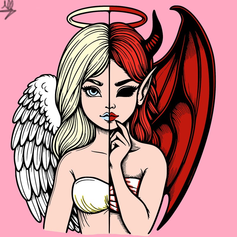 realistic angel half demon