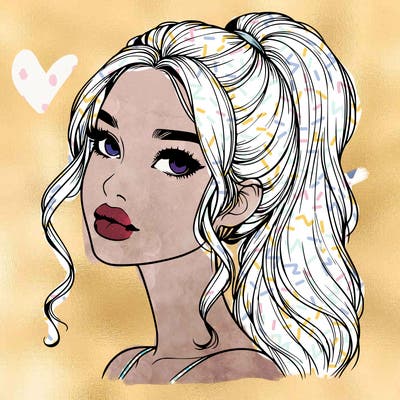 realistic girl with a ponytail on her hair and lips