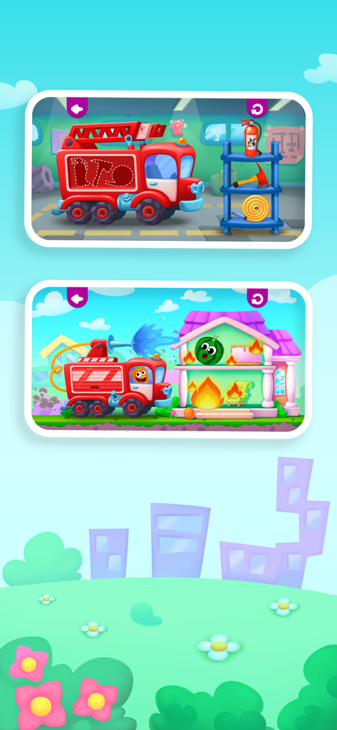 Kids Games! Learning 4 Toddler - Toddler learning activities featuring fire truck and firefighting missions
