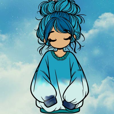 girl with baggy sweatshirt and messy bun