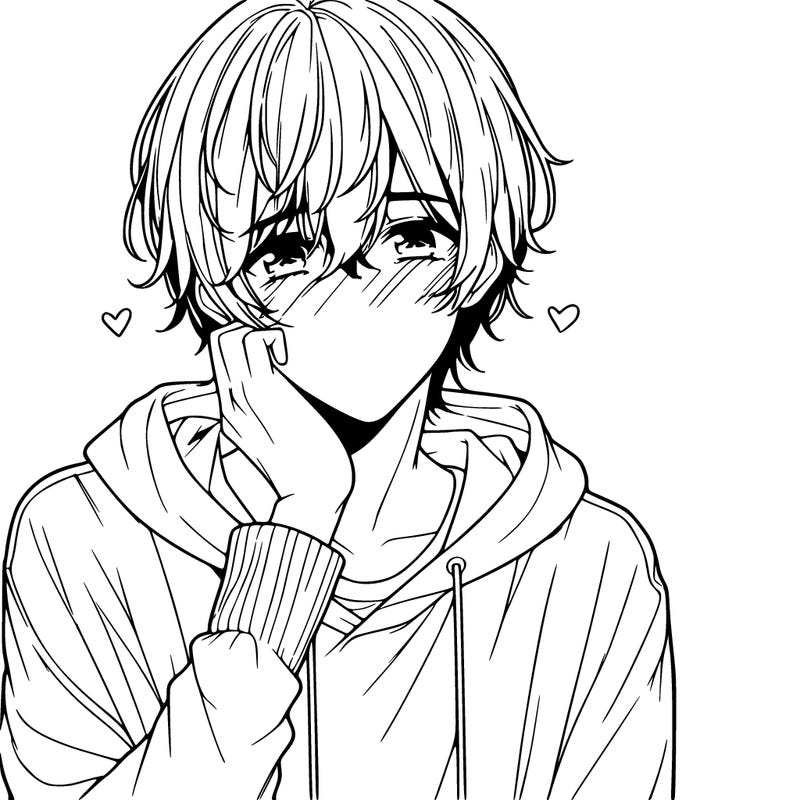 shy realistic anime guy