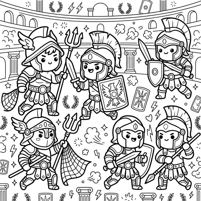 6 Roman Gladiators Coloring Pages - Free Printable — Color Pop