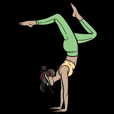 a woman doing a handstand