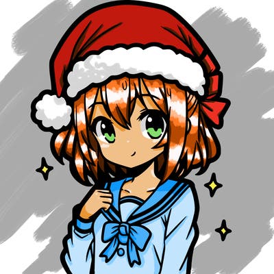 anime girl wearing a santa hat