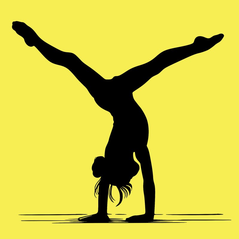 realistic gymnastic hand stand girl in four splits