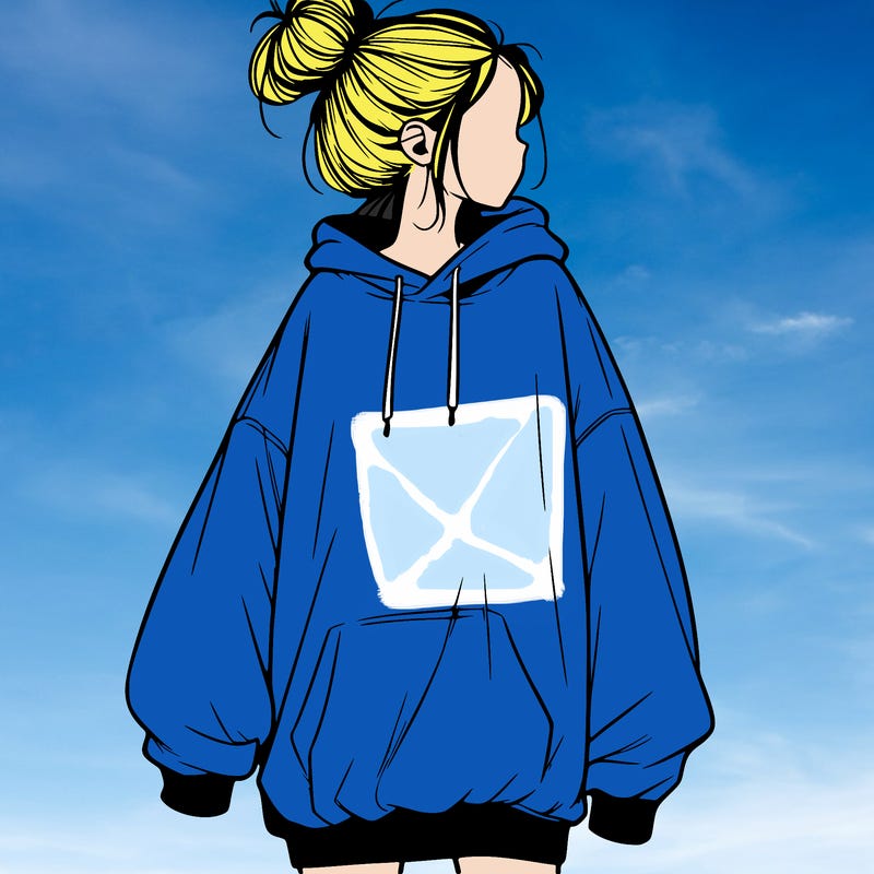 realistic girl with a oversized sweatshirt on and a bun
