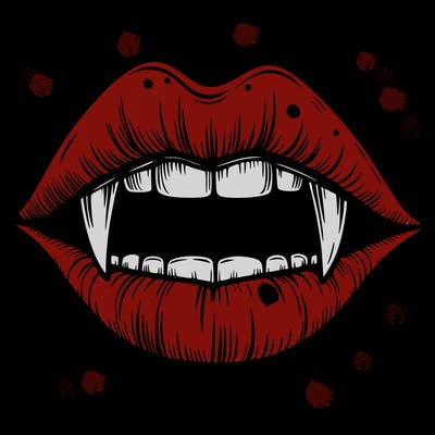 lips with vampire teeth