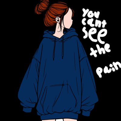 realistic girl with a oversized sweatshirt on and a bun