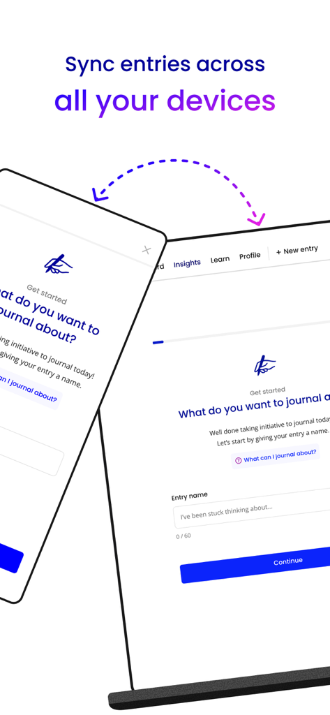 Unstuck: CBT Therapy Journal - Unstuck therapy journal entries syncing across multiple devices