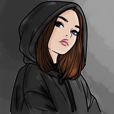 a realistic girl in a hoodie