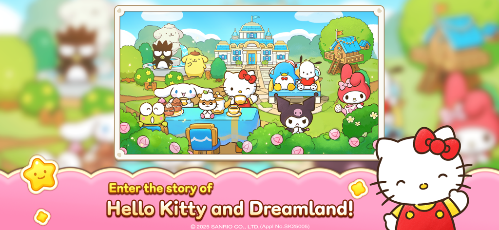 Hello Kitty and Sanrio characters having a tea party in Dreamland