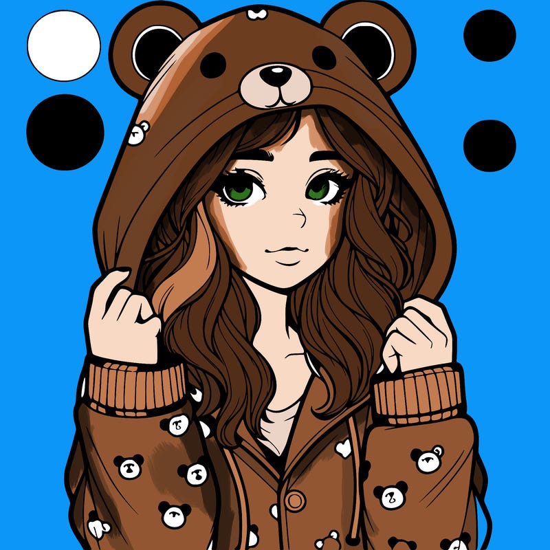 realistic girl in a animal pjs hoodie