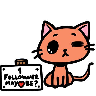 a cat with a sign that says 1 follower maybe?