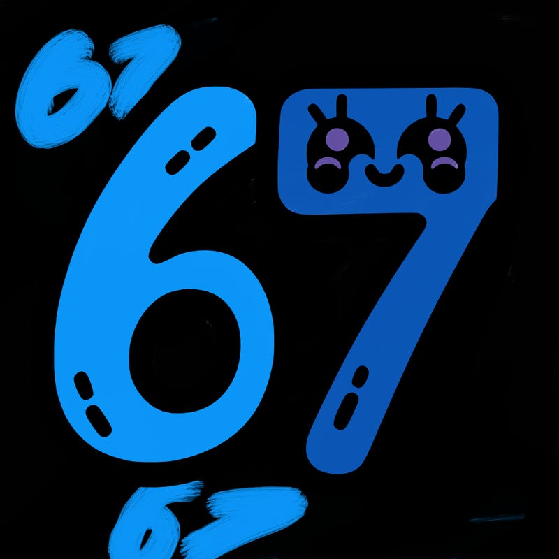 the numbers 67