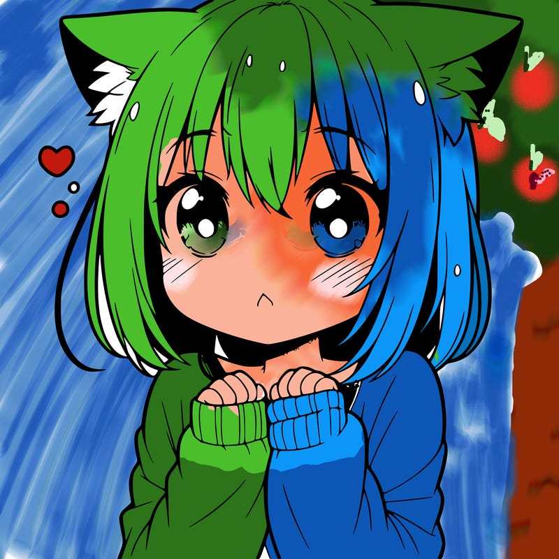 shy anime catgirl