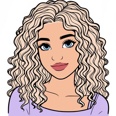 realistic, teenage girl with curly hair
