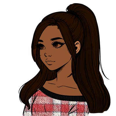 realistic girl with a high ponytail