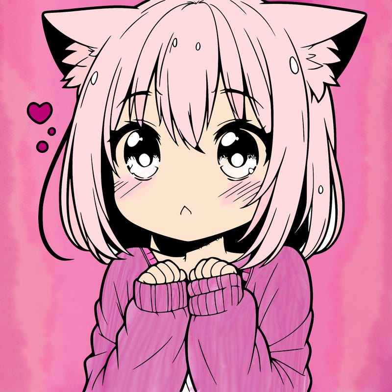 shy anime catgirl