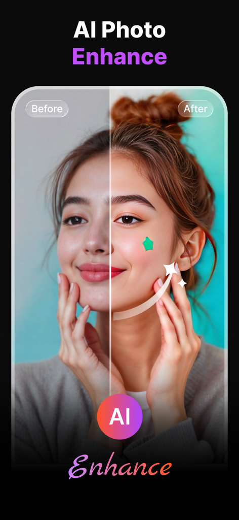 Expression Editor - Reshot AI - Comparison showing a woman's facial expression before and after using Reshot AI enhancement
