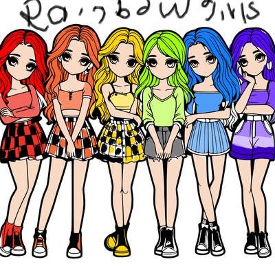 a group of girls realistic