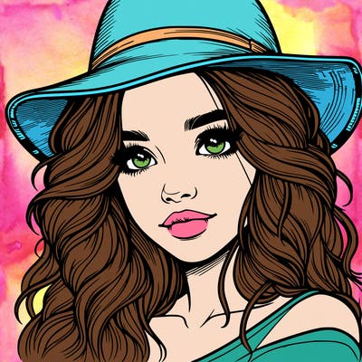 realistic girl with hat