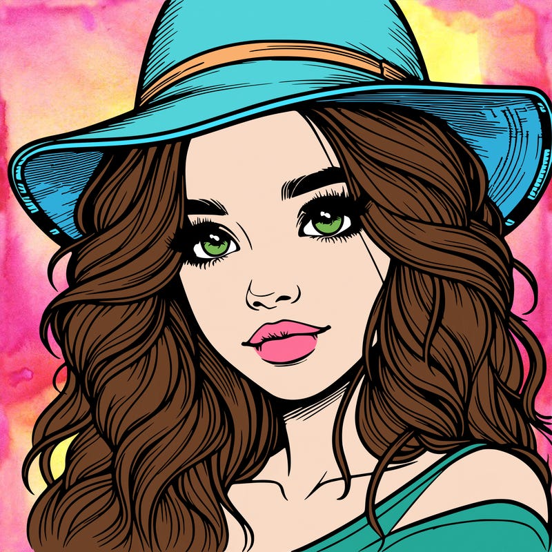 realistic girl with hat