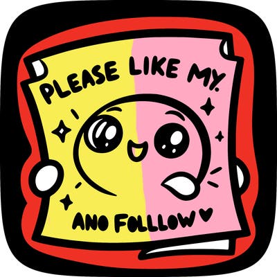 paper that said please like my post and follow me
