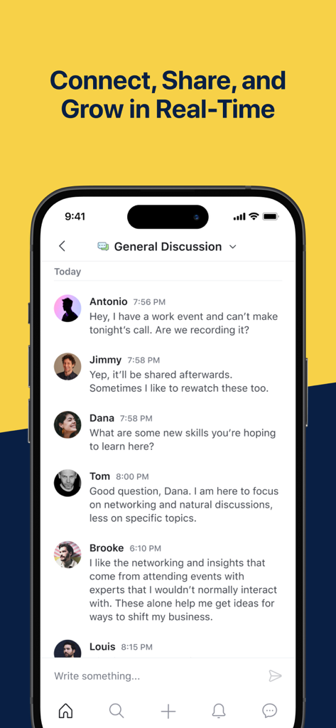 Mastering the Markets Academy - Real-time community chat interface in the Mastering the Markets Academy app