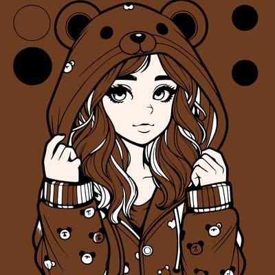 realistic girl in a animal pjs hoodie