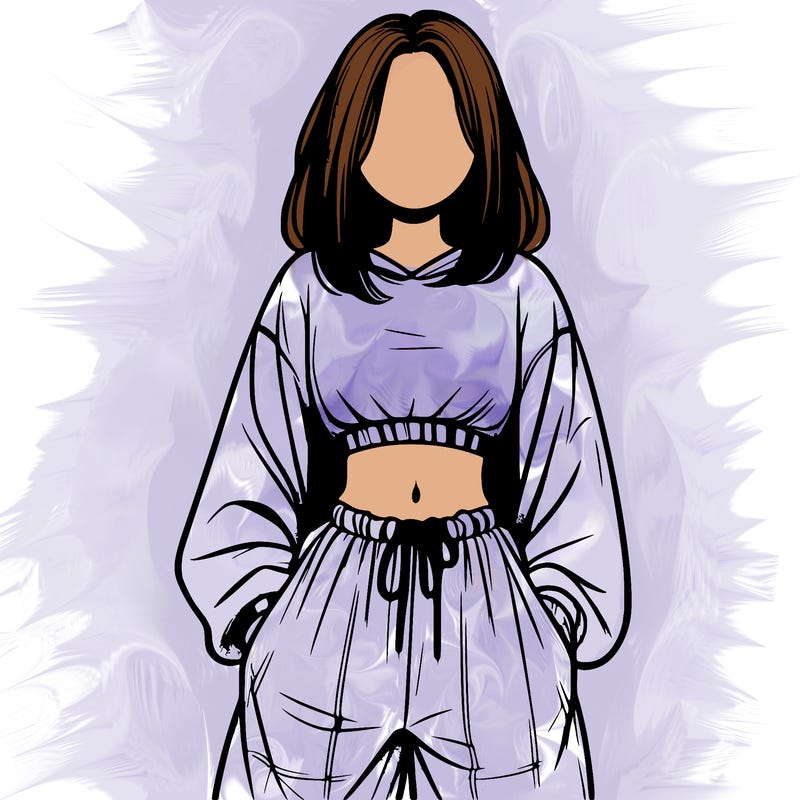 realistic girl faceless with baggy pants and a crop top