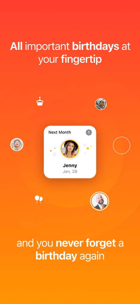 Aesthetic iOS birthday countdown widget showing upcoming birthdays and profile pictures