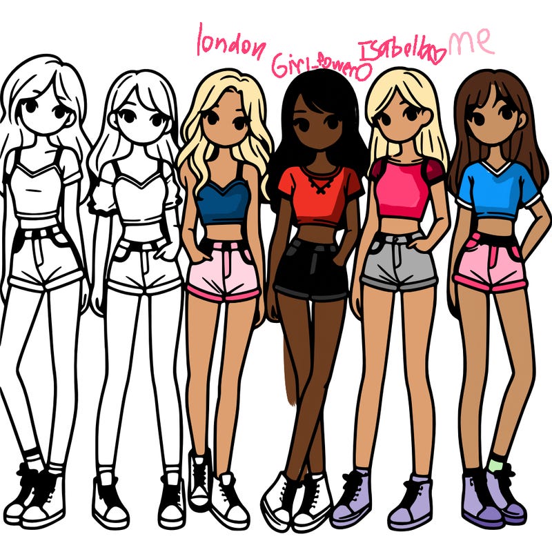 a group of girls wearing crop tops and shorts