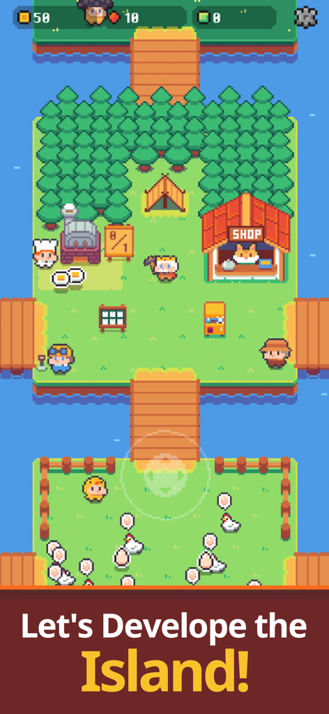 Pickaxe King Island - Pixel art islands with characters farming and building in Pickaxe King Island