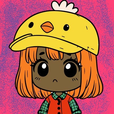 cute girl with chicken hat