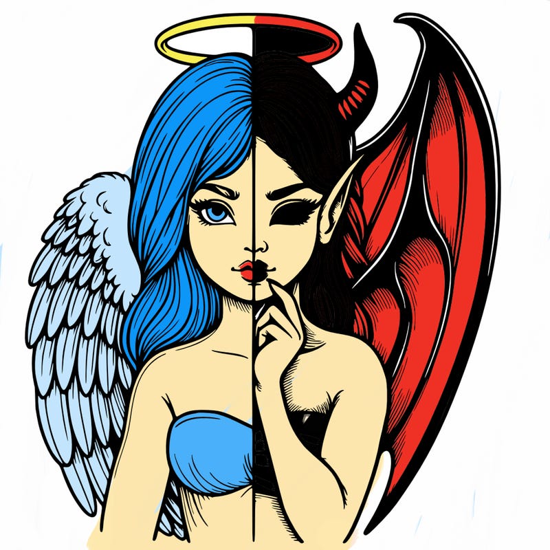 realistic angel half demon