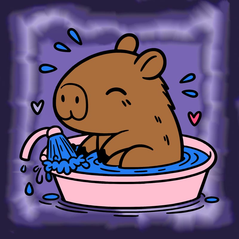 capybara taking a bath