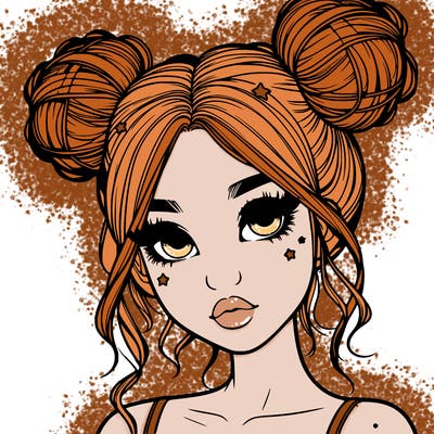 realistic girl with space buns